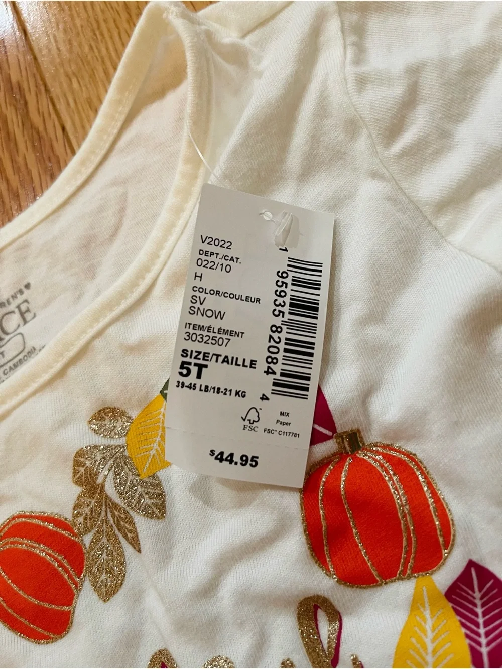 The Children's Place Cream Long Sleeve Thankful Heart Wreath Tee